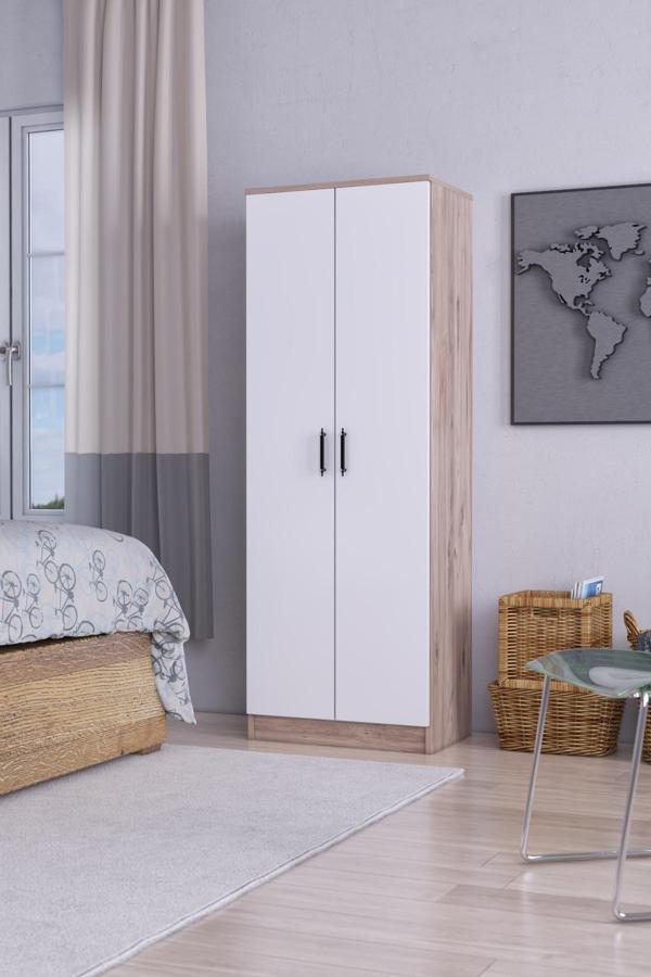 ABETE MOBİLYA-2 Kapılı Gardırop Atlantik Çam-Beyaz - Image 1