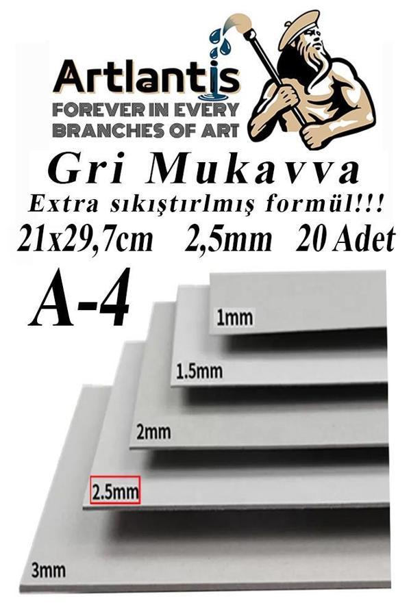 A4 Mukavva Gri 2.5 mm 20 Adet 1 Paket 21x29,7 cm A-4 Mukavva 2,5 mm Kalınlığında A-4 Mukavva - Image 1