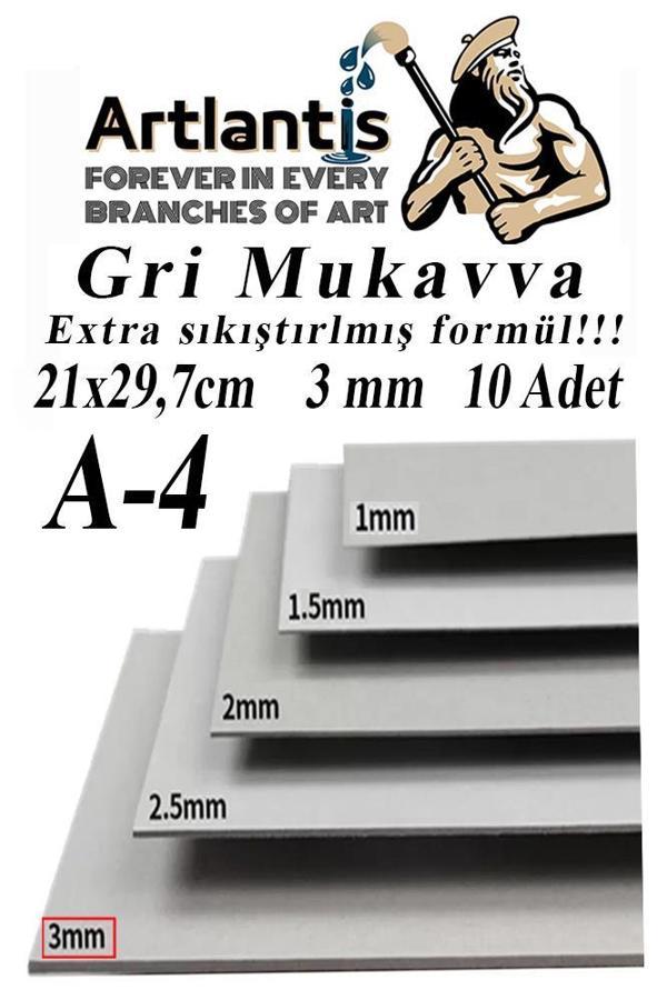 A4 Mukavva Gri 3 mm 10 Adet 1 Paket 21x29.7 cm A-4 Mukavva 3 mm Kalınlığında A-4 Mukavva - Image 1