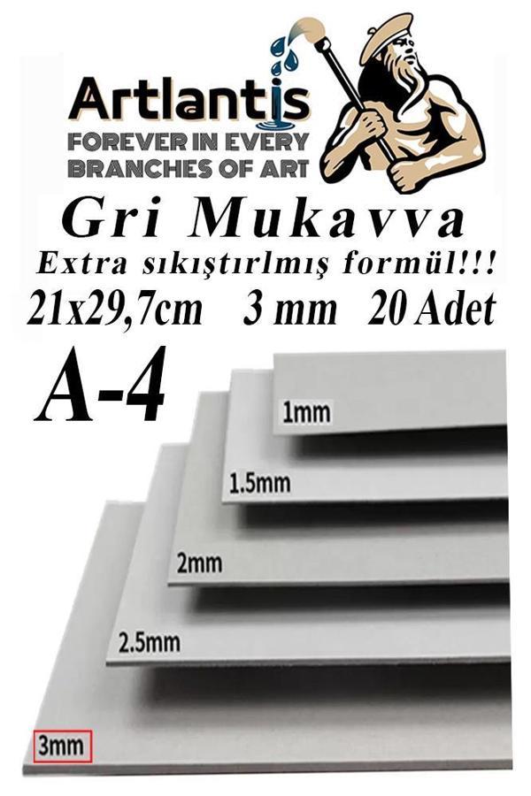 A4 Mukavva Gri 3 mm 20 Adet 1 Paket 21x29.7 cm A-4 Mukavva 3 mm Kalınlığında A-4 Mukavva - Image 1