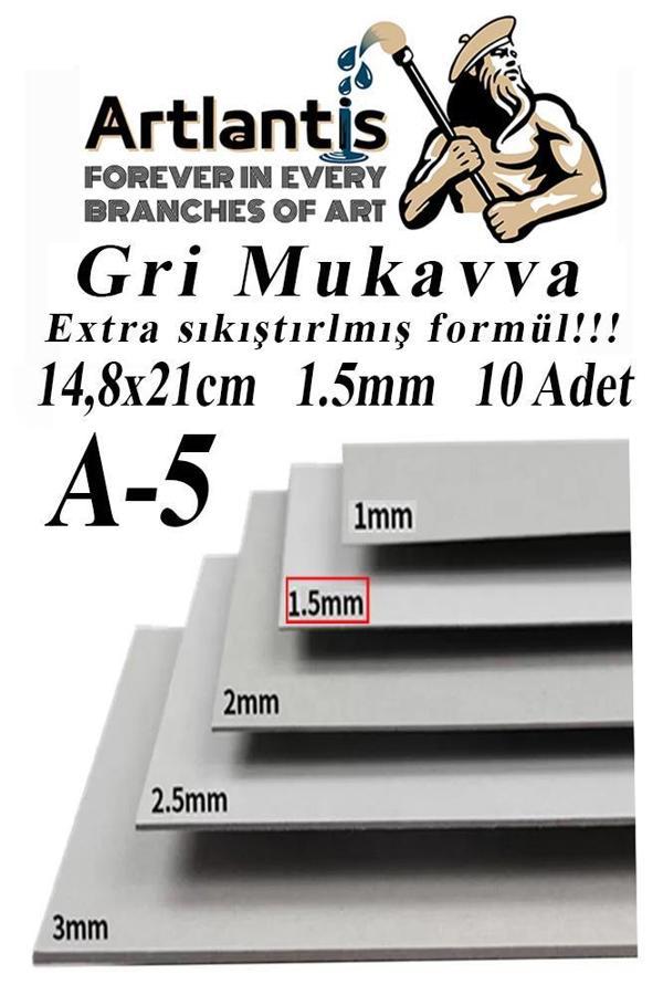A5 Mukavva Gri 1.5 mm 10 Adet 1 Paket 14,8x21 cm A-5 Mukavva 1,5 mm Kalınlığında A-5 Mukavva - Image 1