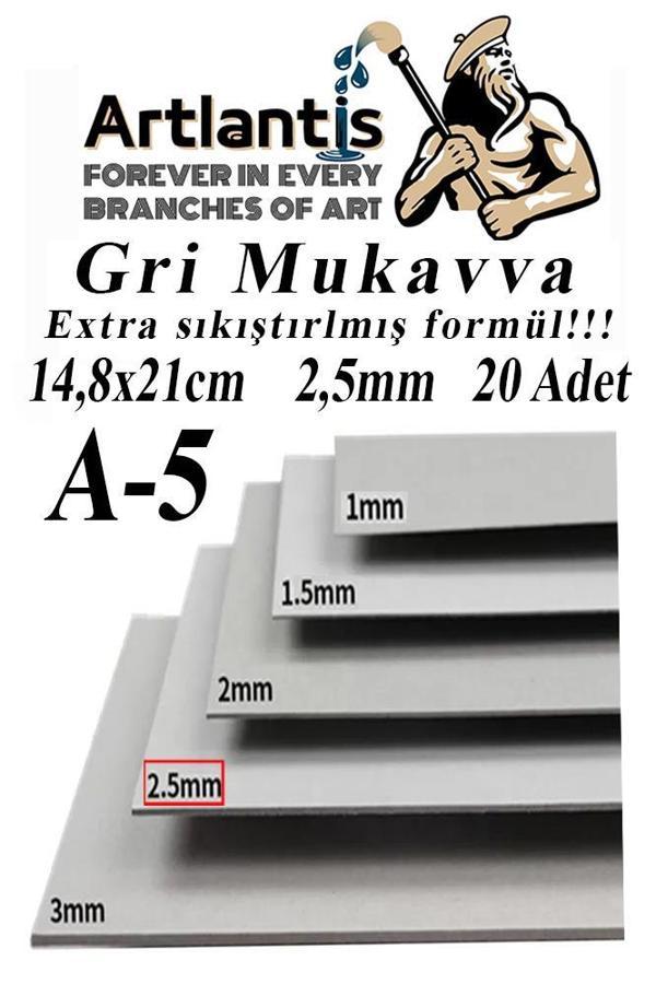 A5 Mukavva Gri 2.5 mm 20 Adet 1 Paket 14,8x21 cm A-5 Mukavva 2,5 mm Kalınlığında A-5 Mukavva - Image 1