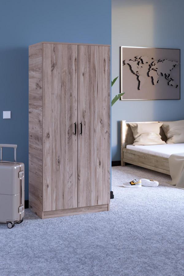 ABETE MOBİLYA 2 Kapılı Geniş Gardırop (ELBİSE DOLABI-YÜKLÜK-KİLER) / Atlantik Çam - Image 1