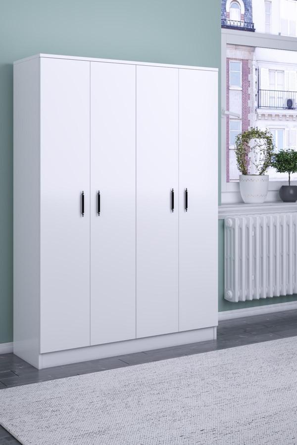 ABETE 4 Kapılı Gardırop (ELBİSE DOLABI-YÜKLÜK-KİLER) / Beyaz - Image 1