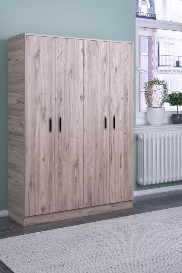 ABETE 4 Kapılı Gardırop (ELBİSE DOLABI-YÜKLÜK-KİLER) / Atlantik Çam - Image 1