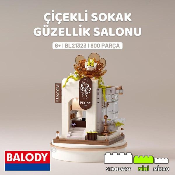 Balody Çiçekli Sokak Serisi – Güzellik Salonu (BL21323) – Mini Blok Yapı Oyuncakları Seti - Image 1