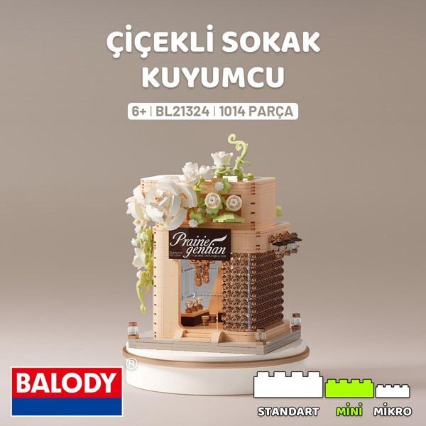 Balody Çiçekli Sokak Serisi – Kuyumcu (BL21324) – Mini Blok Yapı Oyuncakları Seti - Image 1