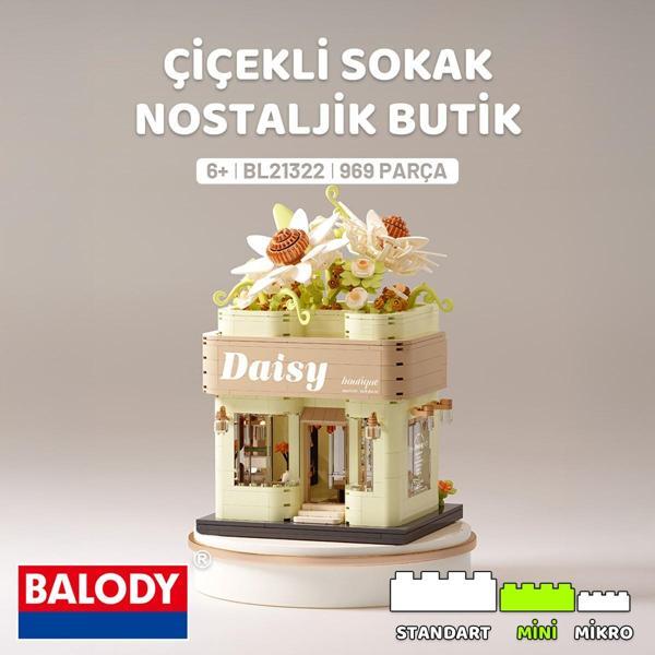 Balody Çiçekli Sokak Serisi – Nostaljik Butik (BL21322) – Mini Blok Yapı Oyuncakları Seti - Image 1