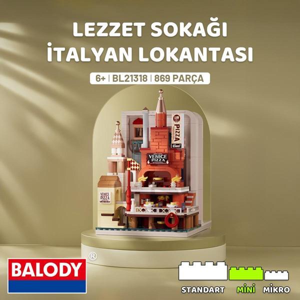Balody Lezzet Sokağı – İtalyan Lokantası (BL21318) – Mini Blok Yapı Oyuncakları Seti - Image 1