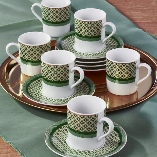 Güral Porselen Camelia 12 Parça 6 Kişilik Bone Türk Kahvesi Fincan Takımı - 2351 - Image 1