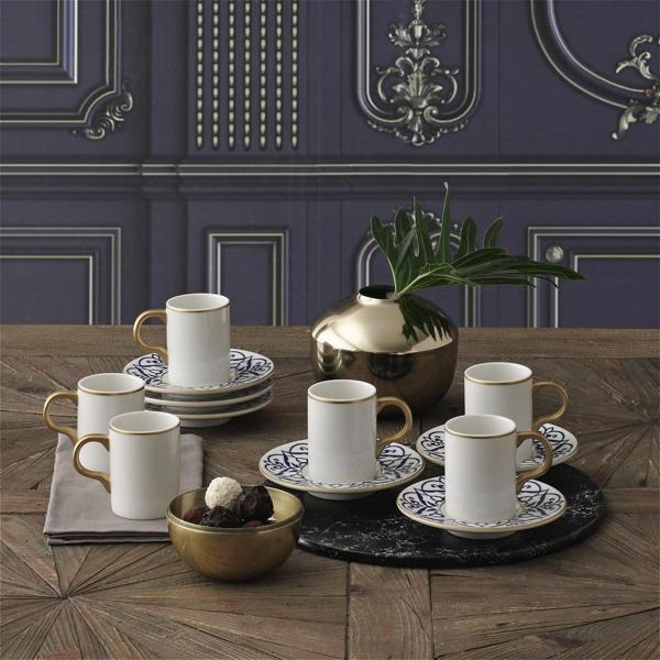 Güral Porselen Camelia 12 Parça 6 Kişilik Bone Türk Kahvesi Fincan Takımı - 5552 - Image 1