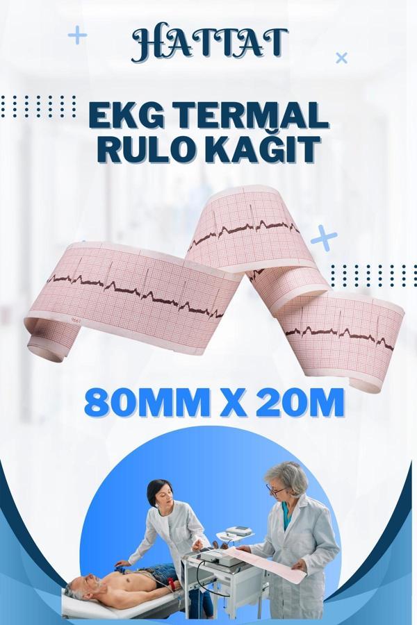 50 Adet Rulo Ekg Ecg 80mmx20metre Tam Metrajlı Yüksek Kaliteli Hassas Karelajlı Rulo Termal Kağıt - Image 1