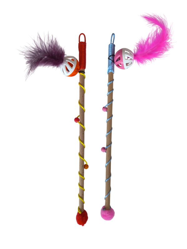 Sesli Toplu Tüylü Kedi Oltası 40-50 cm Renkli - Image 1