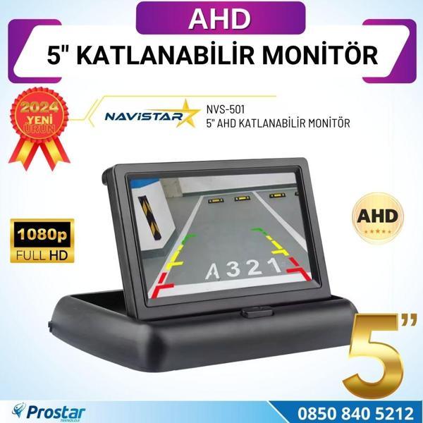 5 inç AHD Katlanabilir Monitör 1080P/720P/Analog destekli - Image 1