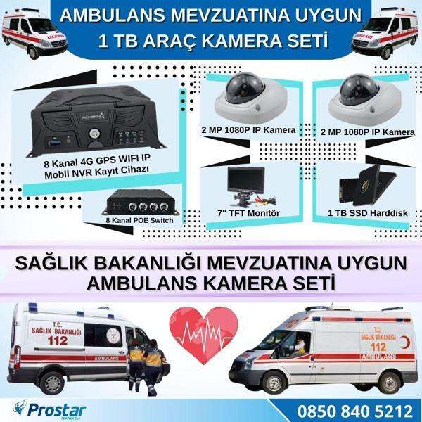 Ambulans Mevzuatına Uygun 2 Kameralı 8 Kanal Mobil NVR 1 TB 7 inç Monitörlü Tak Kullan Set - Image 1