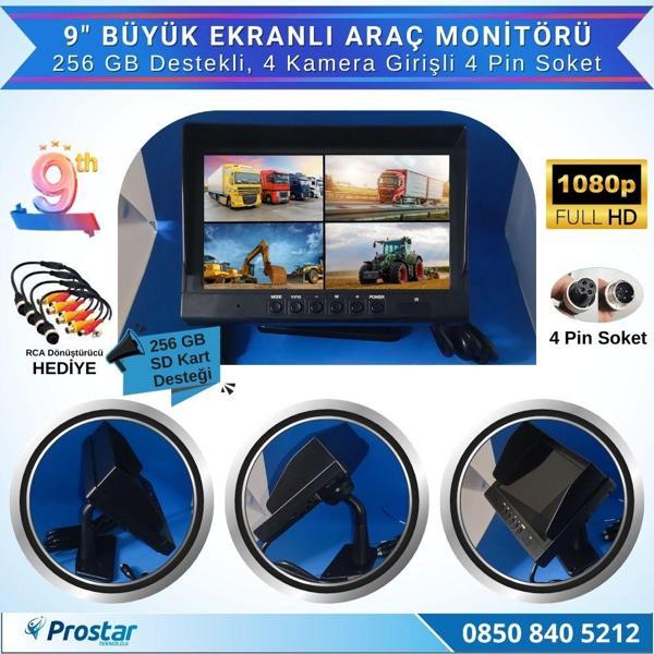 Kayıtlı 9 inç Monitörlü Ahd 720P/1080P Uyumlu 256Gb Sd Destekli 4Pin Kamera Destekli - Image 1