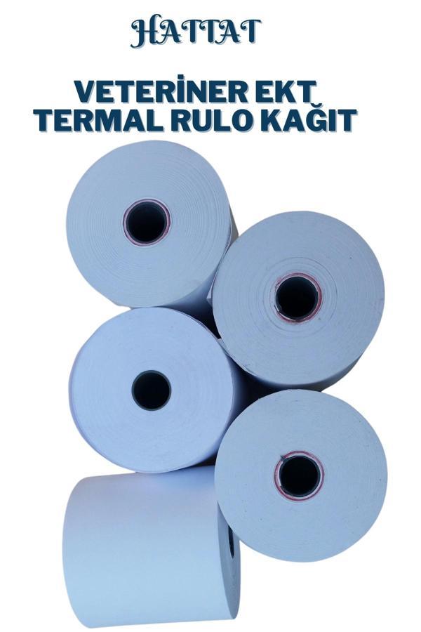 50 Rulo Veteriner EKG 50mmx25metre Tam Metrajlı Yüksek Kaliteli DÜZ Rulo Termal Kağıt - Image 1