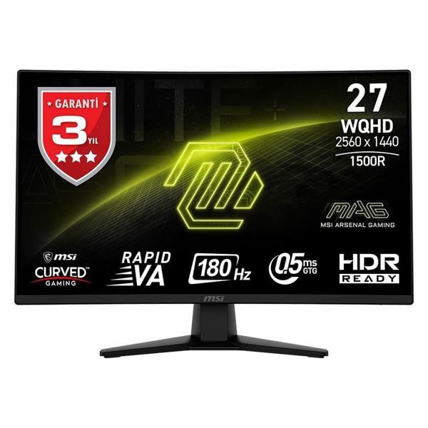 MSI MAG 274CQF 27 2560x1440 180Hz 0.5ms HDMI DP Adaptive Sync Curved 1500R Gaming Monitör - Image 1