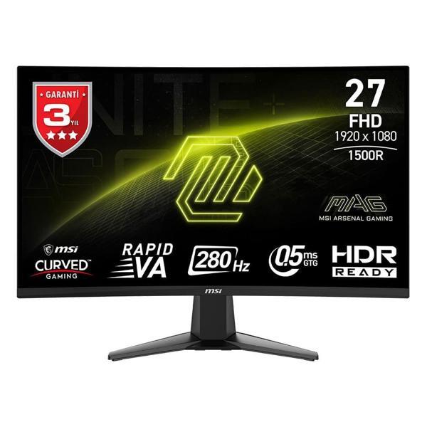 MSI MAG 276CXF 27 1920x1080 280Hz 0.5ms HDMI DP Adaptive Sync Curved 1500R Gaming Monitör - Image 1