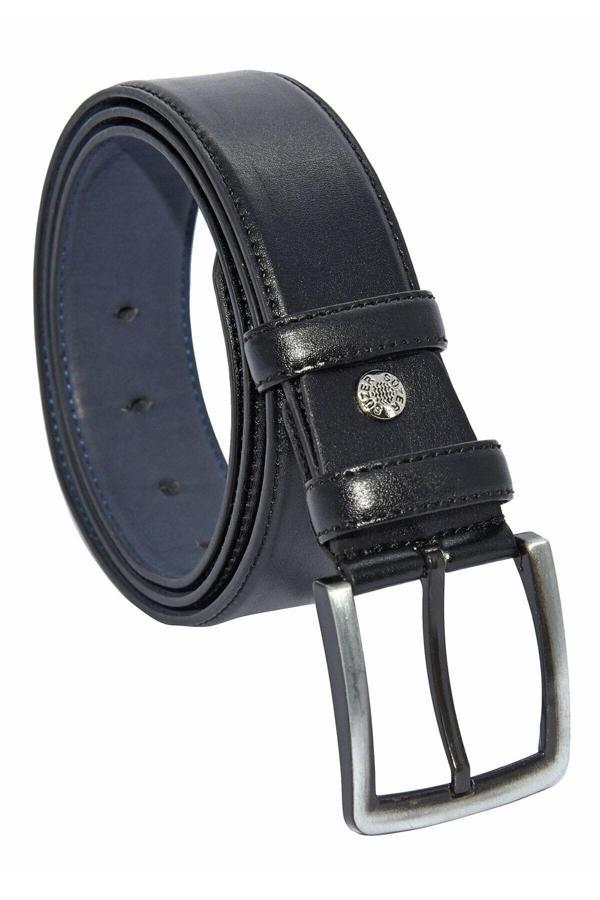 Siyah Suni Deri Dikişli Model 4 Cm.lik Klasik Kemer - 7400-düz - Image 1