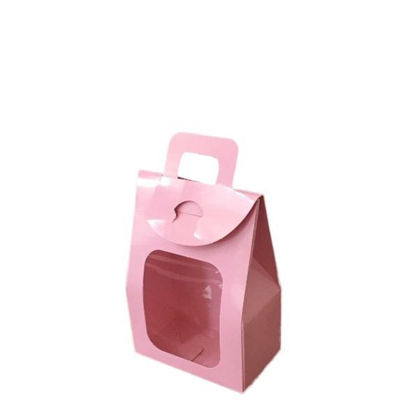 Kına Ve Çerez Çantası Pencereli Karton 7.5X11X4 (20 Adet)  Pembe - Image 1