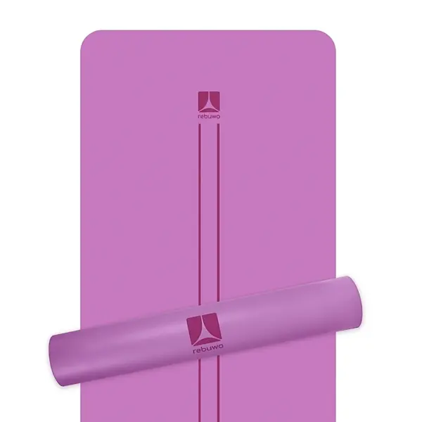 Rebuwo Çift Çizgi Tasarımlı 5mm Doğal Kauçuk Yoga Matı – Kaydırmaz Pilates ve Egzersiz Matı  - Image 1
