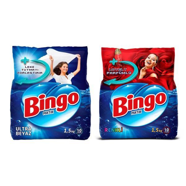 Bingo Matik Ultra Beyaz 1,5 kg + Renkliler 1,5 kg Toz Deterjan 2 li Set - Image 1