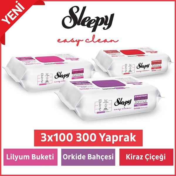 Sleepy Easy Clean Lilyum Buketi + Orkide Bahçesi + Kiraz Çiçeği 3x100 (300 Yaprak) - Image 1