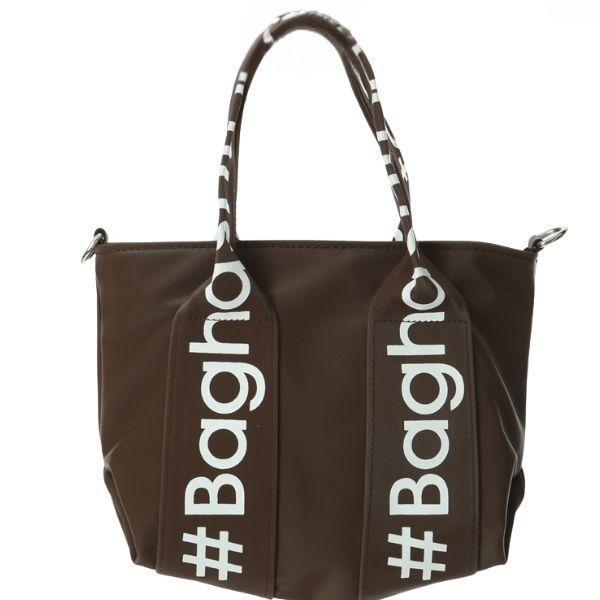 Baghashtag Kahverengi Mini Su Geçirmez Kulp Yazılı Tote Çanta - Image 1
