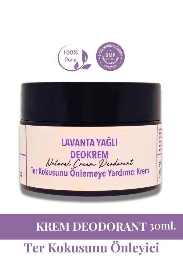 Lavanta Yağlı Deokrem 30 ml - Doğal Krem Deodorant, Cam Kavanozda - Image 1