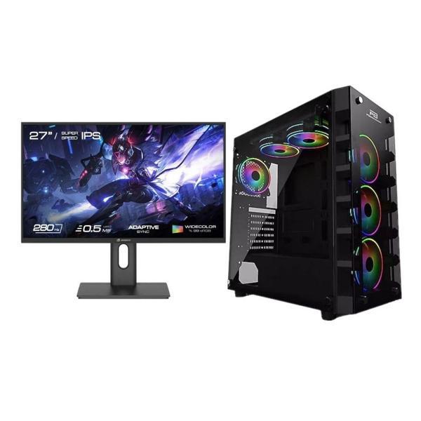 LYSERG PB X-59RGB Kasa Ryzen 7 7800X3D 32 GB Ram 500 GB SSD Asus Dual RTX 4070 W11 +27" Monitör  - Image 1