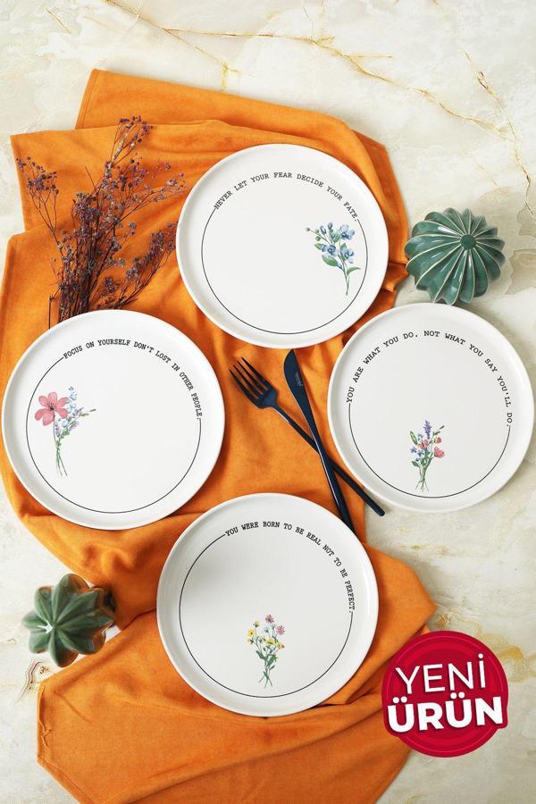 Keramika Motto Bloom Nordıc Pasta Tabağı 22 Cm 4 Adet 22806-07-08-09 - Image 1