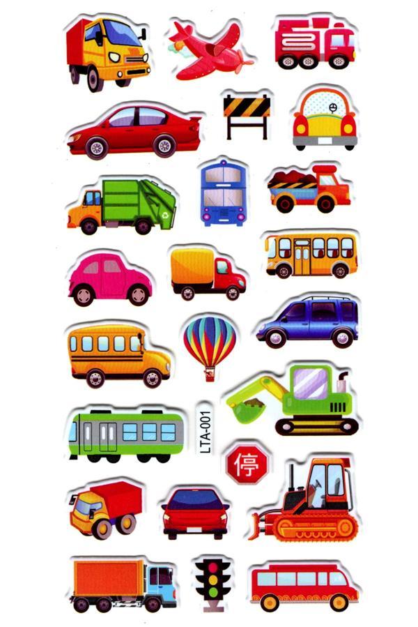 Sticker Kabartmalı Stiker Çıkartma Etiket (LTA001)-18x9 cm- Mini Araba Uçak - Image 1