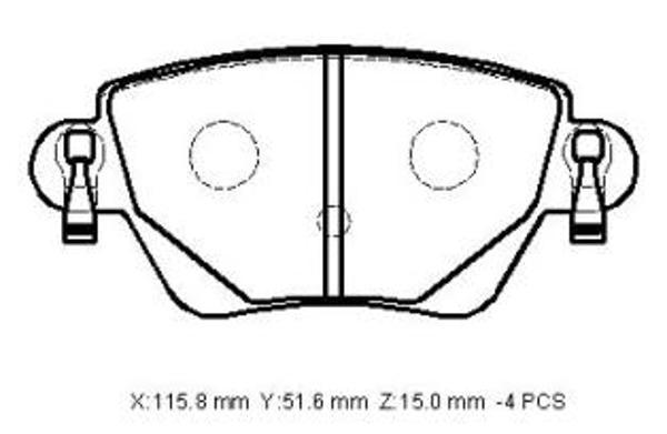 Ford Mondeo 01/04 Arka Fren Balatası 1,8/2,0/2,5 (Di̇sk) (115,8x51,6x15) (Bramax)  - Image 1