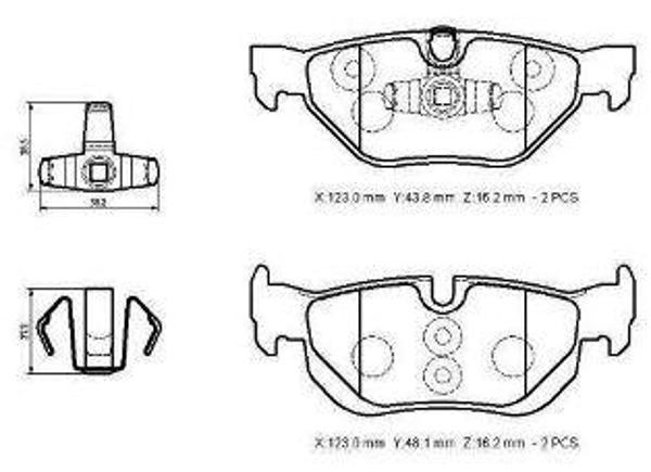 Bmw 1 Seri E87 04/11 Arka Fren Balatası (Kablosuz)(di̇sk)(123x43.8x16.2/123x48x16.2)(bramax)  - Image 1
