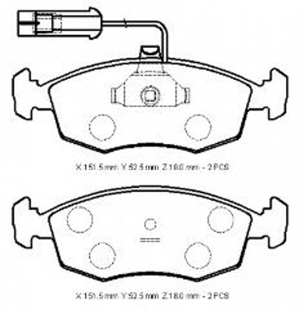 Fiat Palio 97/02 Ön Fren Balatası 1.2/1.4/1.6cc/1.7/1.9d (2 Kablolu)(di̇sk)(151.5x52.5x18) (Bramax)  - Image 1
