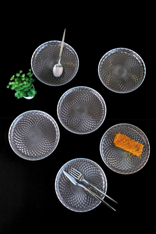 Tabak Evi Aden Sensu Cam Pasta Tabağı 16cm Sade 6 lı 2492 - Image 1