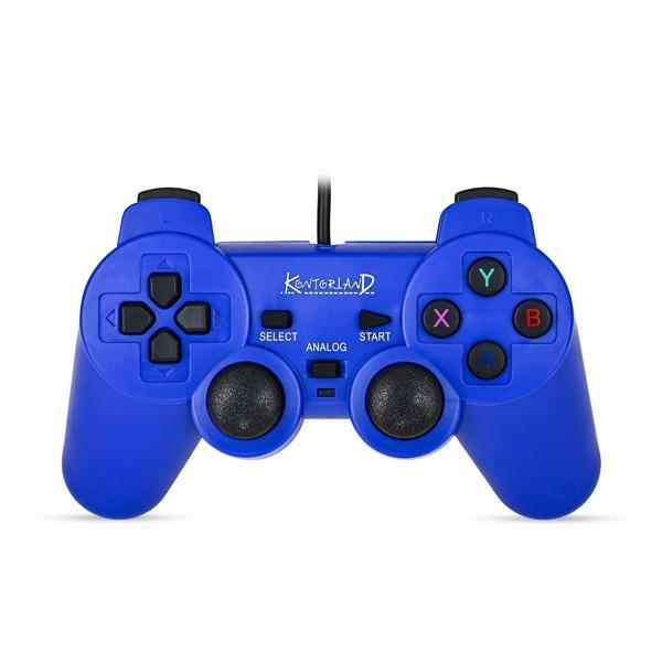 Kontorland Kablolu PC Gamepad – D-Input & X-Input Destekli Çift Titreşimli USB Oyun Kolu - Mavi - Image 1
