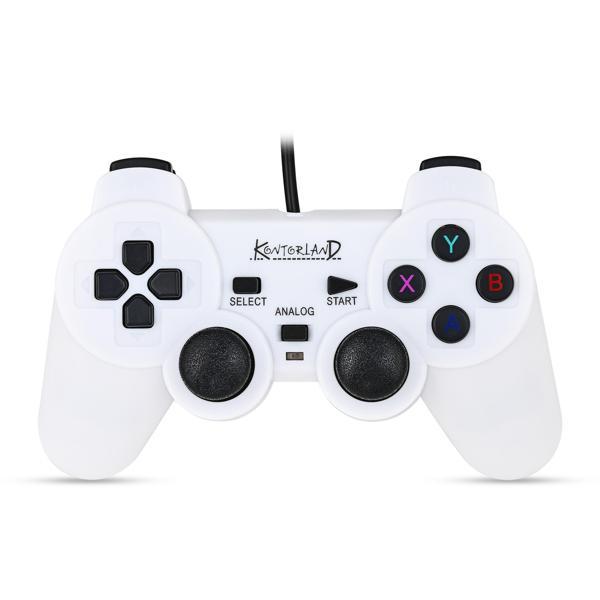Kontorland Kablolu PC Gamepad – D-Input & X-Input Destekli Çift Titreşimli USB Oyun Kolu - Beyaz - Image 1
