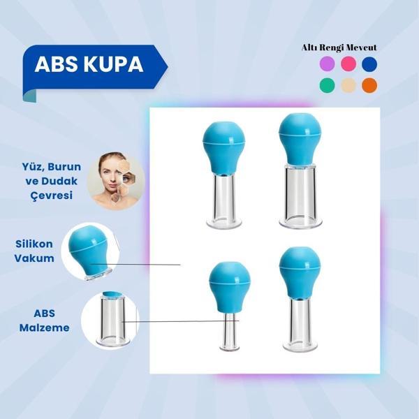 Silikon Vakumlu ABS Plastik Yüz Masaj Kupası 4'lü Set Mavi  - Image 1