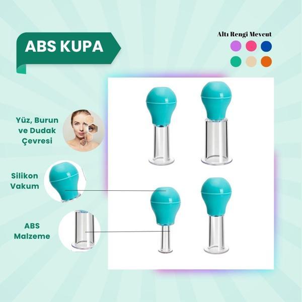 Silikon Vakumlu ABS Plastik Yüz Masaj Kupası 4'lü Set Yeşil - Image 1