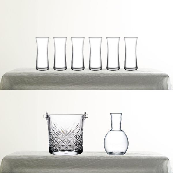 Paşabahçe Heybeli Rakı Bardağı, Nude Kristal Karaf ve Timeless Buz Kovası 8 Parça Rakı Seti - Image 1