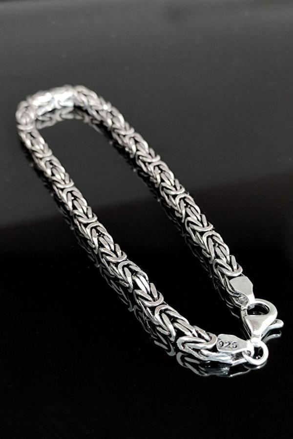 Osmanlı Gümüş 11Mm Kare Model Erkek 925 Ayar Gümüş Kral Bileklik Künye 249540202 - Image 1