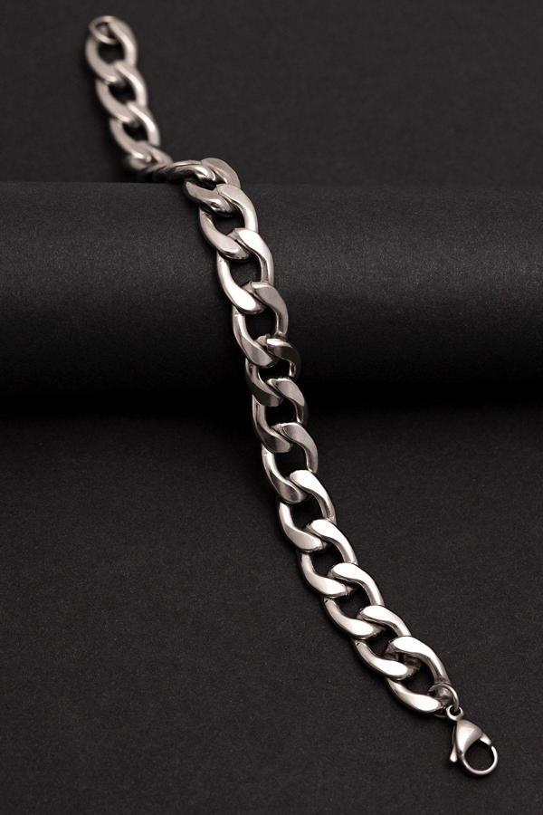 Osmanlı Gümüş Erkek Bileklik - Gurmet Erkek Çelik Bileklik 10 Mm Kalın Model - Image 1