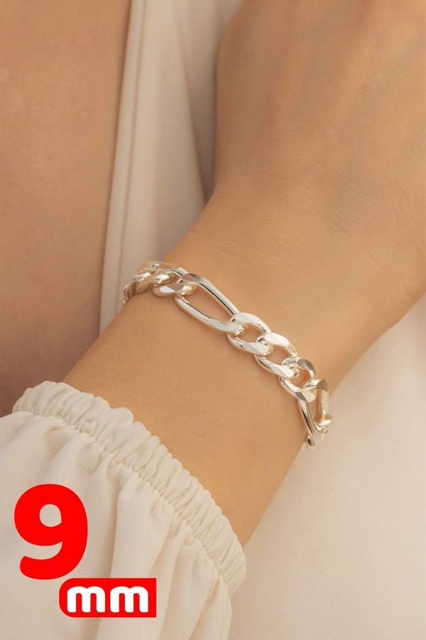 Osmanlı Gümüş Kadın Bileklik - Figaro Model 925 Ayar Kadın Gümüş Bileklik - Image 1