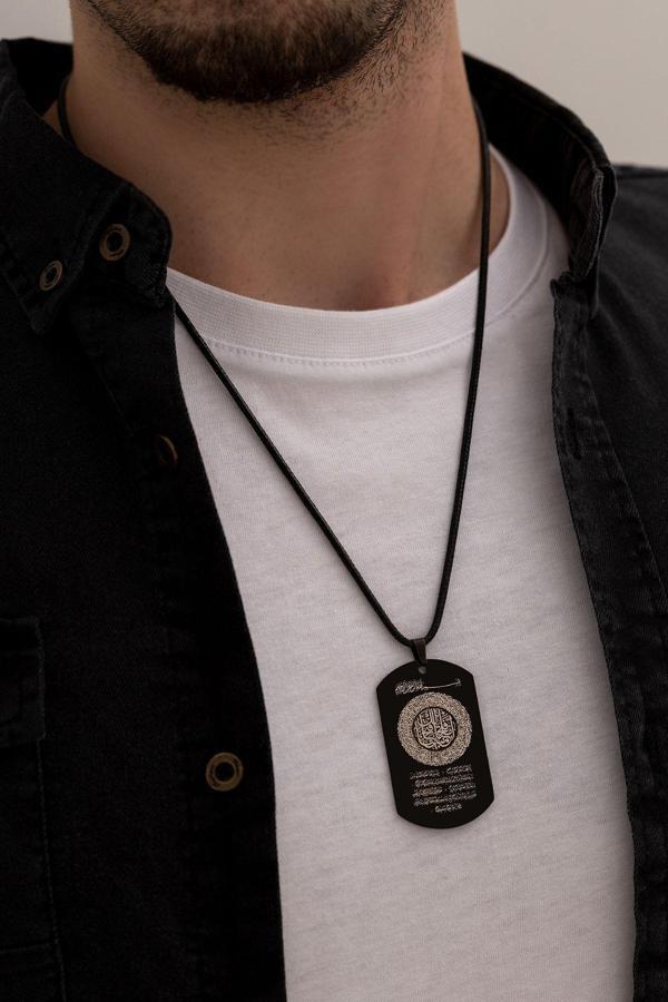 Osmanlı Gümüş Fetih Suresi - Erkek Kolye - Fetih Suresi Işlemeli Asker Künyesi - 316 L Paslanmaz Çelik Kolye - Image 1