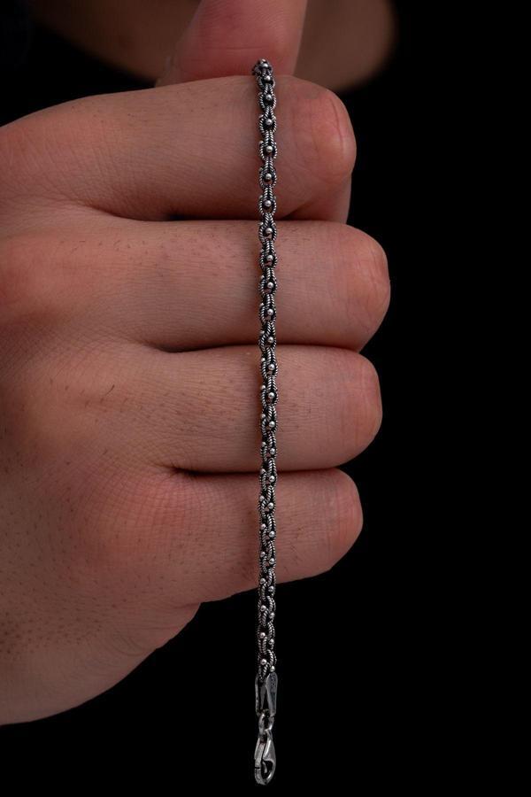 Osmanlı Gümüş Erkek Gümüş Bileklik - 3Mm Arnavut Zinciri Gümüş Bileklik - Image 1