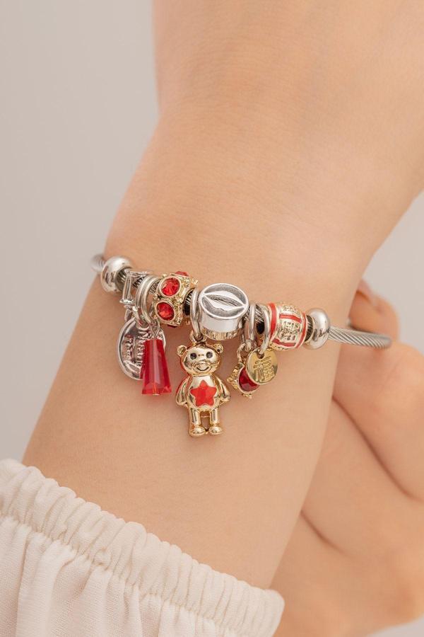 Osmanlı Gümüş Kadın Çelik Bileklik - Charm Model Bileklik - Charm Model Kadın Bileklik - Image 1