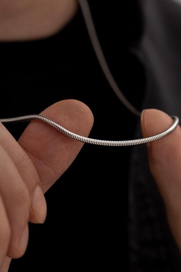Osmanlı Gümüş Erkek Çelik Kolye - 3Mm Yamaç Model Paslanmaz Çelik Kolye - Image 1