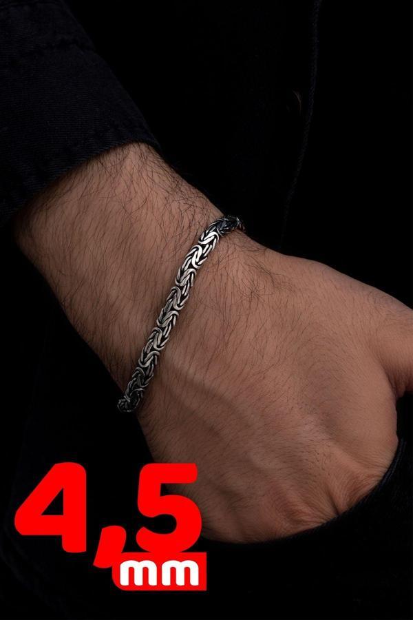 Osmanlı Gümüş Erkek Gümüş Bileklik - Yassı Ezme Kral Model 925 Ayar Gümüş Erkek Bileklik - Image 1